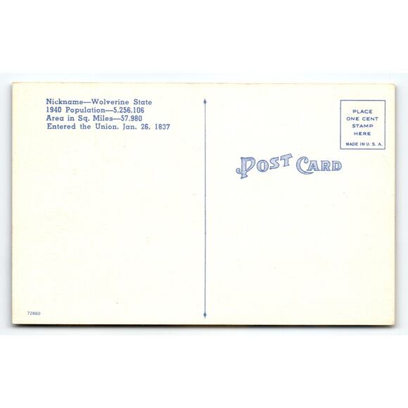 Vintage Michigan Large Letter Linen Postcard State Capitol Lansing Apple Blossom - Picture 2 of 2